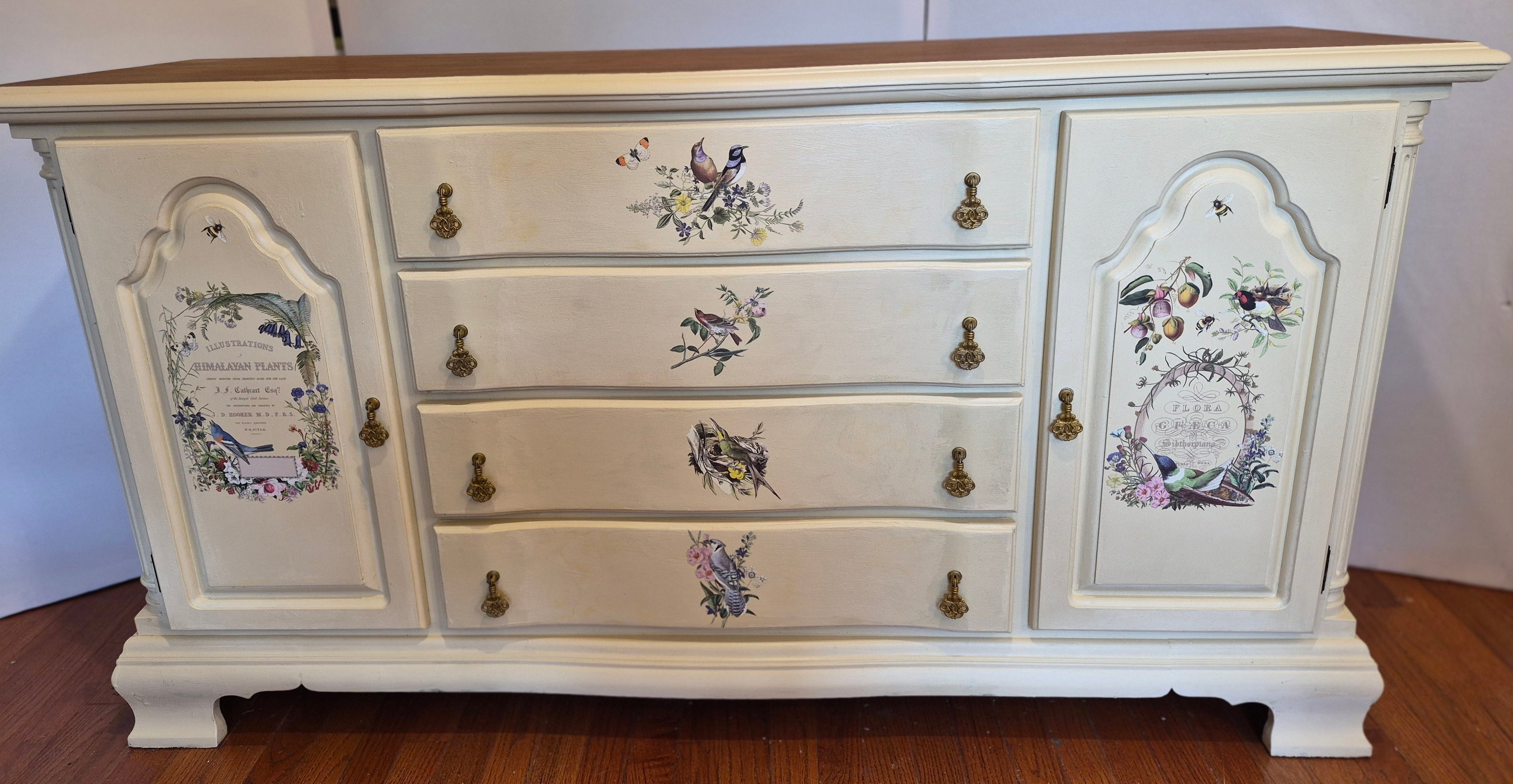 Cream Buffet with Floral & Bird Transfers