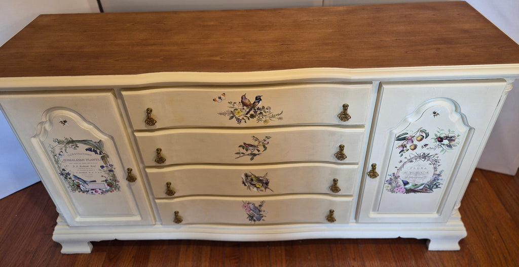 Cream Buffet with Floral & Bird Transfers