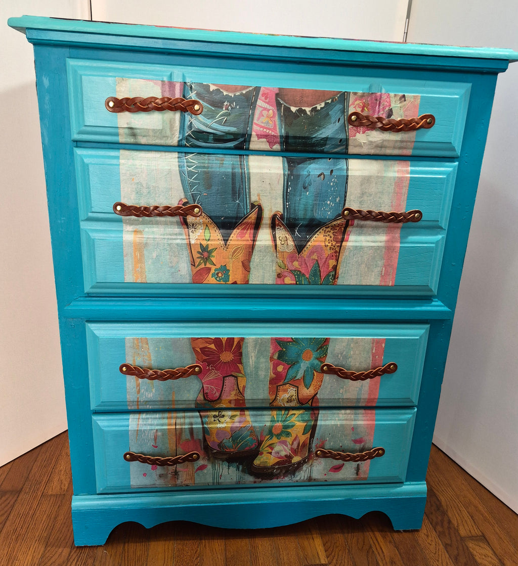 Cowgirl Dresser – Turquoise Western-Inspired Statement Piece