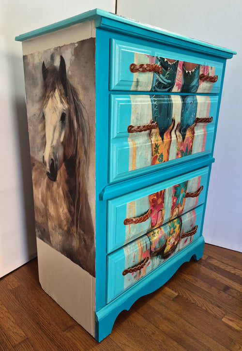 Cowgirl Dresser – Turquoise Western-Inspired Statement Piece