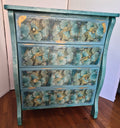 Teal Ginkgo Dresser with Gold Accents