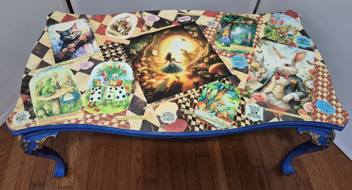 Alice in Wonderland Table – With Original Quotes & Illustrations