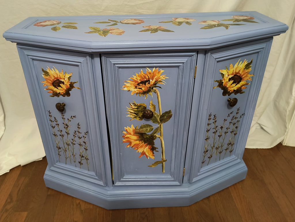 Sunflower Console Table – Shelf & Cabinet Storage