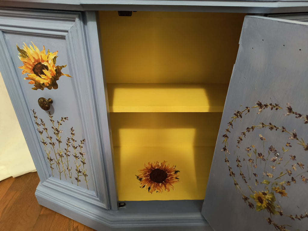 Sunflower Console Table – Shelf & Cabinet Storage