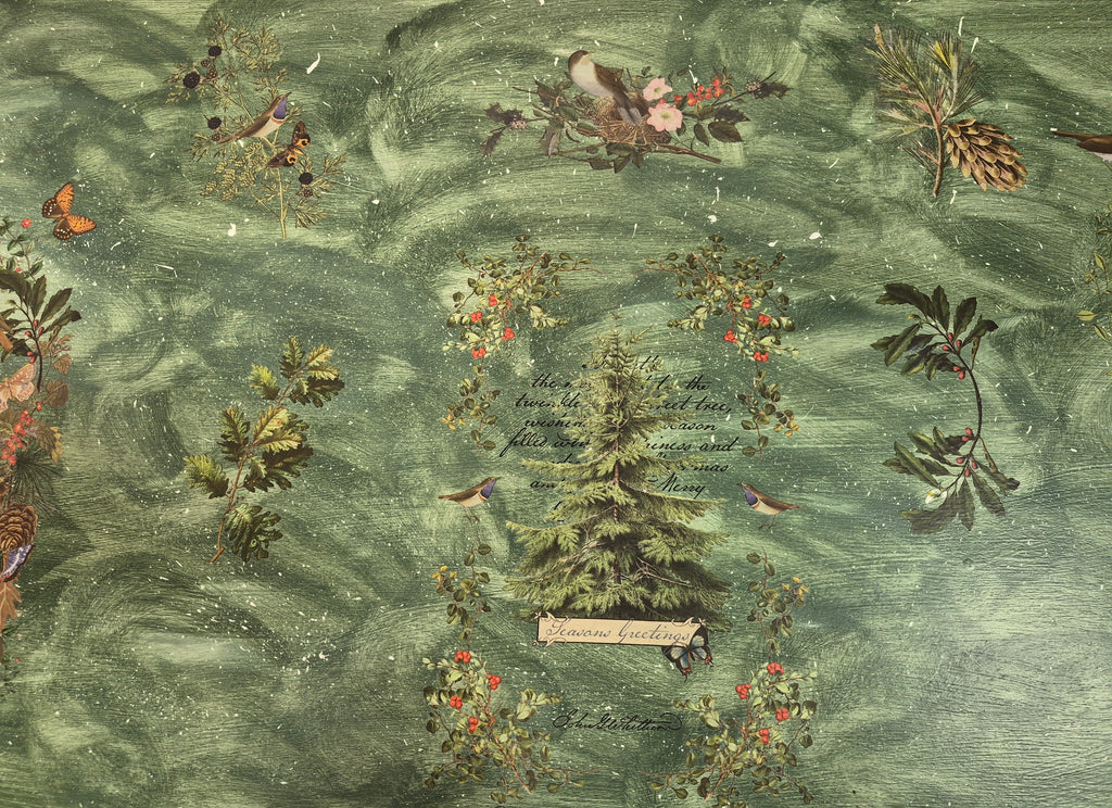 Hand-Painted Cedar-Lined Trunk – Winter Pine & Snow Motifs