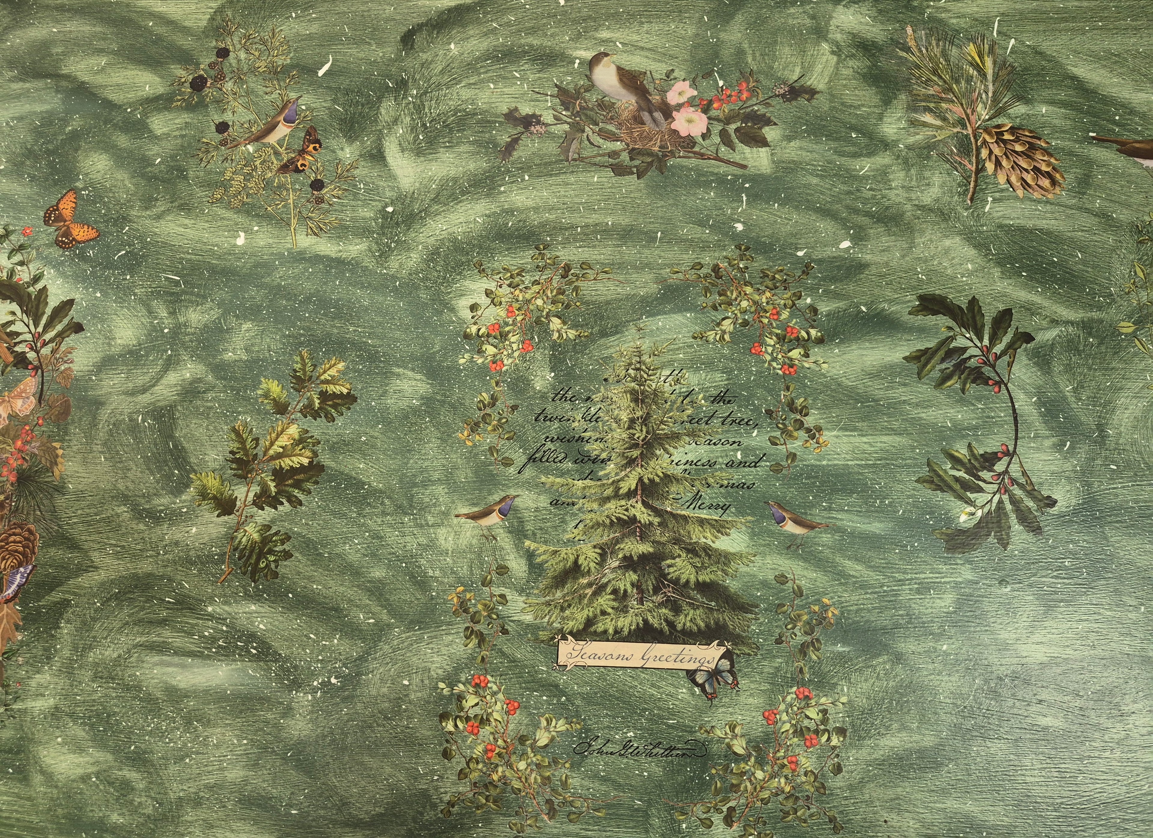 Hand-Painted Cedar-Lined Trunk – Winter Pine & Snow Motifs
