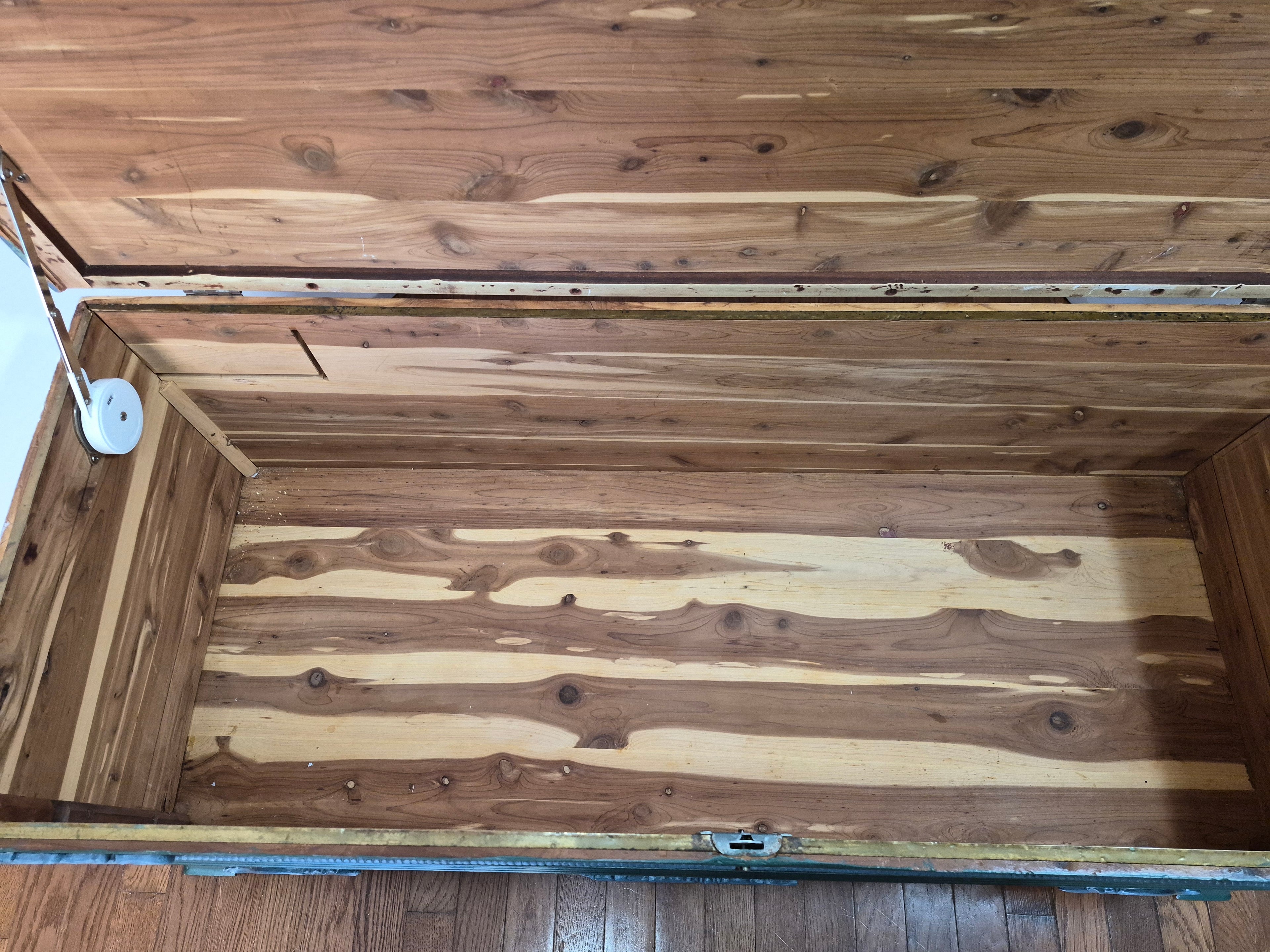 Hand-Painted Cedar-Lined Trunk – Winter Pine & Snow Motifs